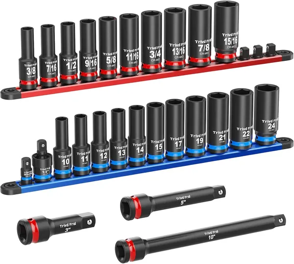 Trivd Frol 26pcs socket with rails סט בוקסות אימפקט עמוקות, 26 חלקים